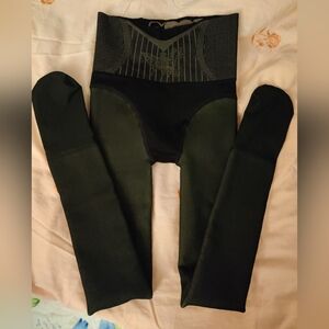 Sheer leg fleece tights